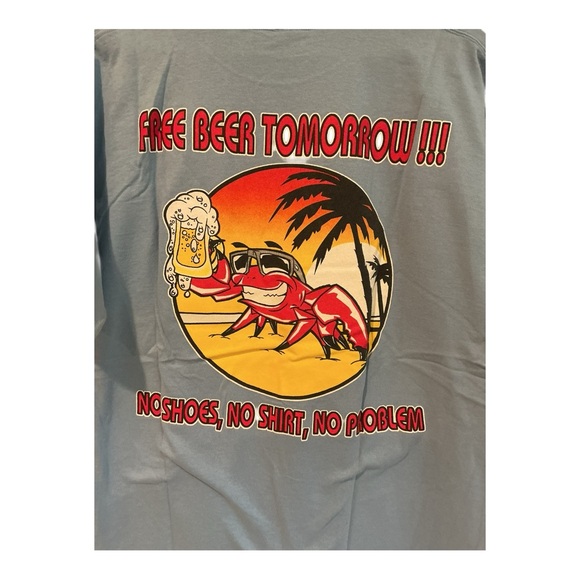 Vintage OutBack Crab Shark T-Shirt Men’s Size XL Gray Free Beer - Picture 3 of 6